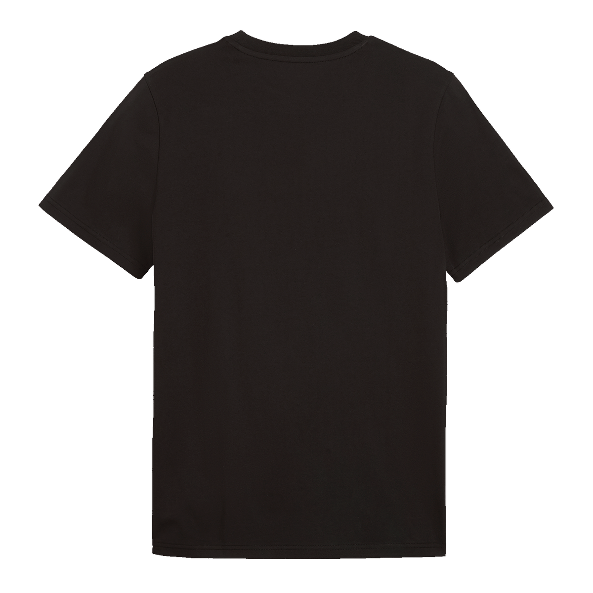 Rückansicht eines schlichten schwarzen BVB-FtblCulture T-Shirts mit kurzen Ärmeln aus der Saison 26-27, ideal für Fans von Borussia Dortmund.