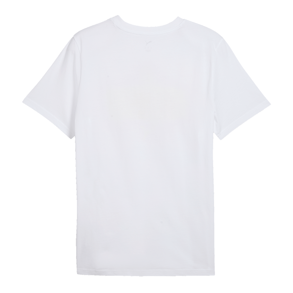 Rückansicht des weißen BVB FtblCulture T-Shirts aus der Saison 26-27 mit schlichtem Design und kurzen Ärmeln.