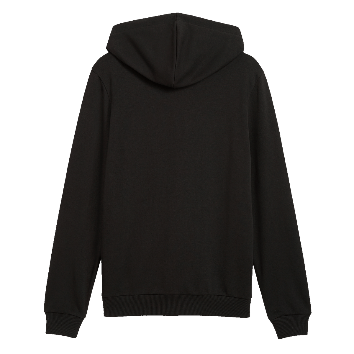 Rear view of the black hoodie from the BVB FtblCulture collection for the 26/27 season; simple design with a hood.