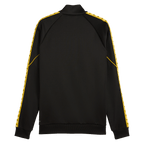Rear view of the BVB King Anthem Jacket 26-27 in black and yellow with team details, featuring a sporty and modern design, perfect for Borussia Dortmund fans.