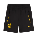 Pantalones cortos negros «Puma Tech Relaxed» del BVB con cintura elástica, detalles en amarillo y el logotipo del BVB en la pernera izquierda.