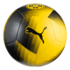 Schwarzgelber Fußball mit BVB-Emblem und Puma-Logo, offizieller Borussia Dortmund Fanartikel.