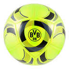 Le ballon BVB Puma Culture 26-27, de couleur jaune, avec le logo BVB noir et un design Puma élégant, est idéal pour les fans de football et l'entraînement.