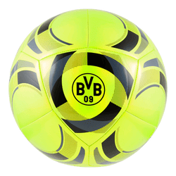 Le ballon BVB Puma Culture 26-27, de couleur jaune, avec le logo BVB noir et un design Puma élégant, est idéal pour les fans de football et l'entraînement.