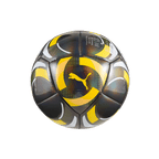 Schwarzgelber Mini-Fußball von Puma im BVB-Design, ideal für Fans von Borussia Dortmund.