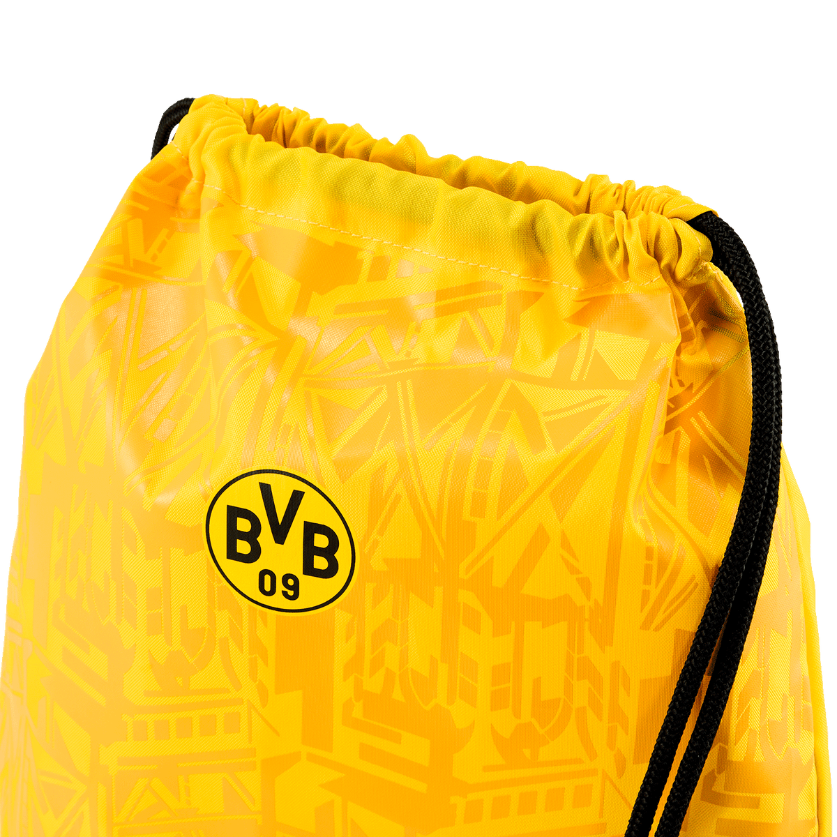 Puma 推出的 BVB 09 运动包，黄色底色，配有黑色 BVB 标志和抽绳，饰有黑黄相间的图案，是多特蒙德球迷的理想配饰。