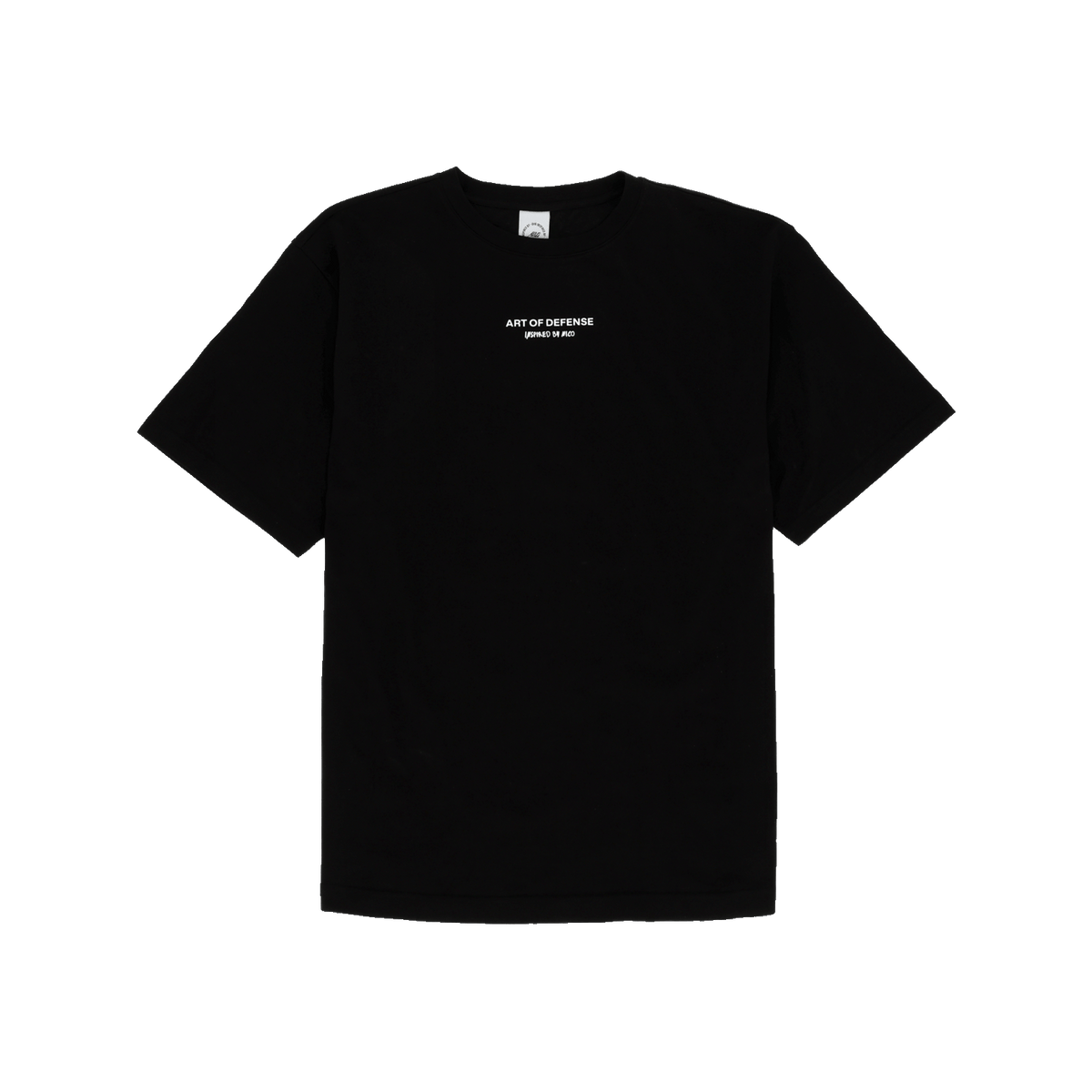 Schwarzes Kinder-T-Shirt aus der BVB-Kollektion mit weißem Schriftzug 'Art of Defense' auf der Vorderseite.