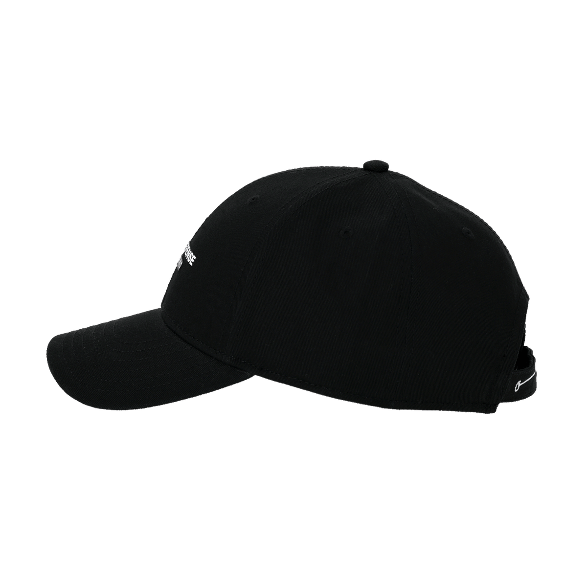 Cappellino nero del BVB con logo BVB, design sportivo, chiusura regolabile, vista laterale