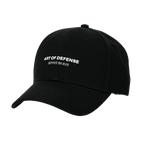 Cappellino nero con visiera ricurva e scritta bianca 'ART OF DEFENSE | INSPIRED BY NICO', articolo ufficiale per i tifosi del Borussia Dortmund.