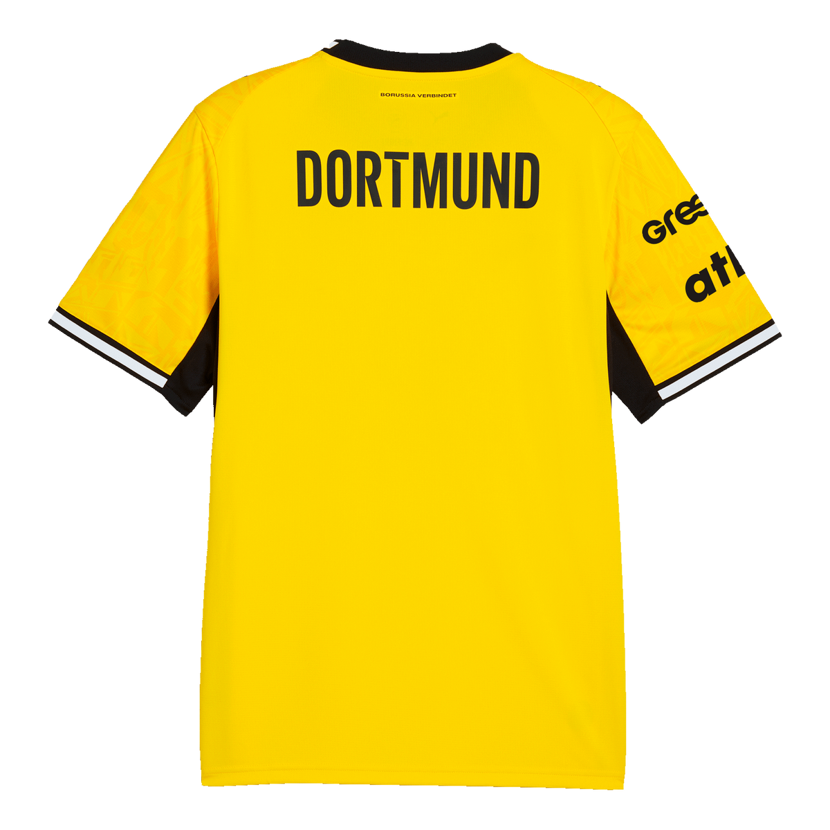 The black-and-yellow BVB 26-27 handball home jersey features the word "DORTMUND" on the back. Designed in the club's signature colors.