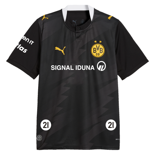 Maillot noir extérieur du BVB pour la saison de handball 2026/27, avec l'écusson jaune du BVB, le logo Puma et le logo SIGNAL IDUNA sur le devant.