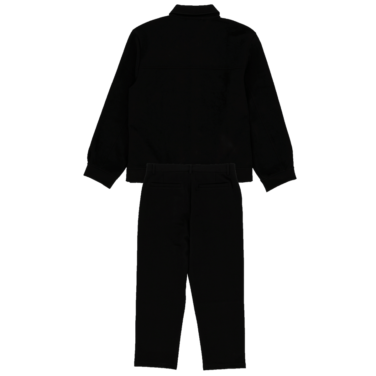 Rückansicht eines schwarzen BVB Tracksuits, bestehend aus einer langen Jacke und einer langen Hose, ideal für Sport und Freizeit