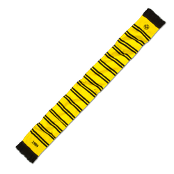 Sciarpa del BVB gialla e nera a righe, con lo stemma del BVB e l'anno 1909, ideale per i tifosi del Borussia Dortmund.