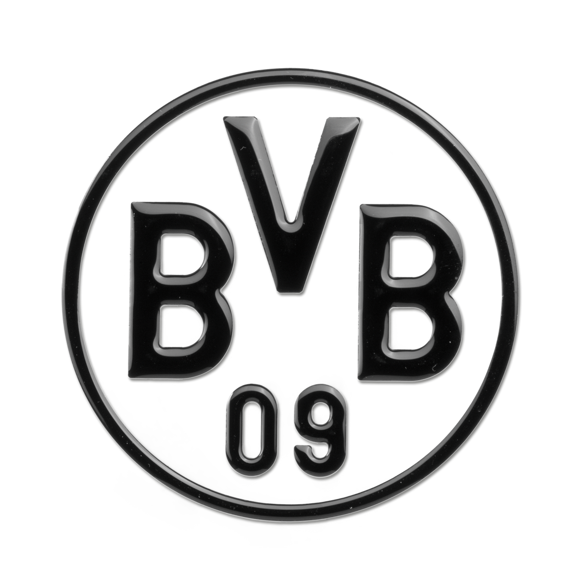 一款采用现代设计风格、印有BVB标志的黑色汽车贴纸，非常适合多特蒙德球迷。